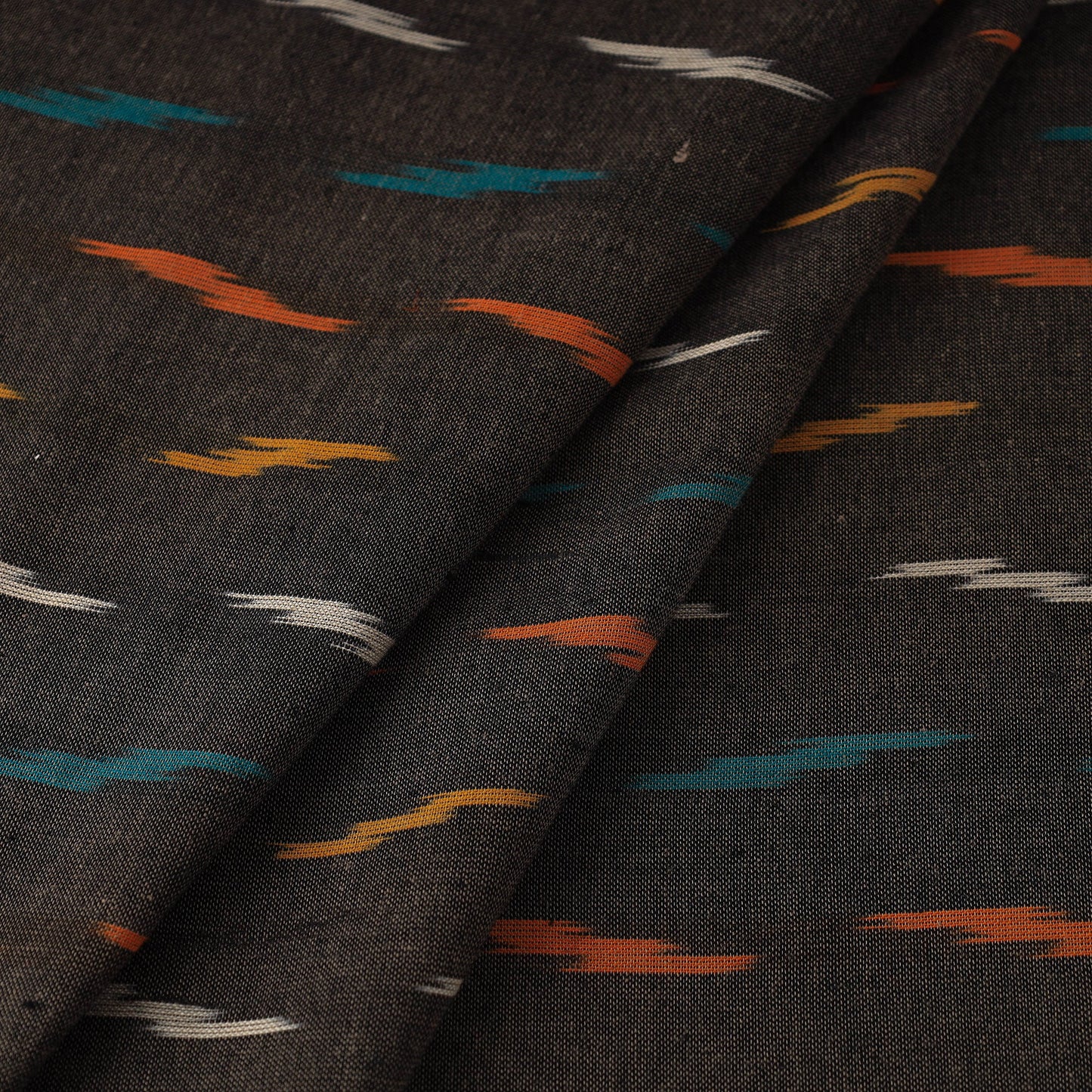  Brown Handloom Cotton Pochampally Ikat Fabric 