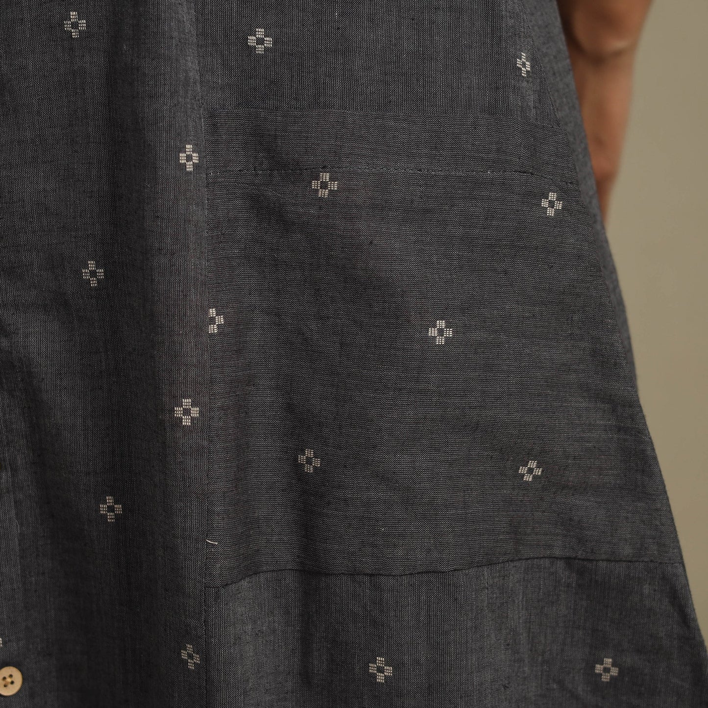 Black - button down cotton jacquard dress 15 - handcrafted