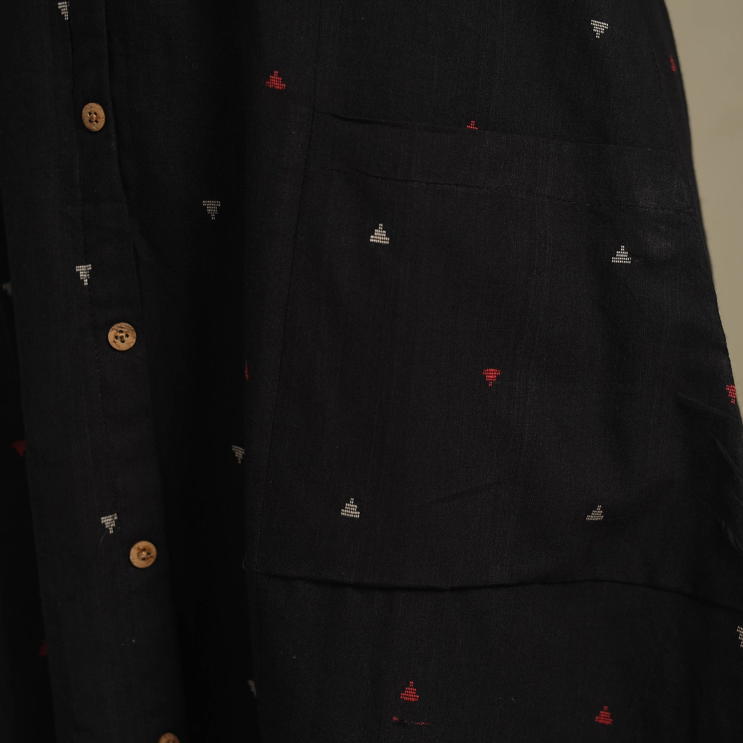 Black - button down cotton jacquard dress 16 - handcrafted