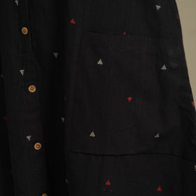 Black - button down cotton jacquard dress 16 - handcrafted