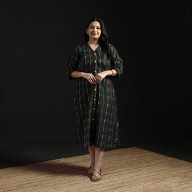 Button down cotton pochampally ikat dress 02 - handcrafted