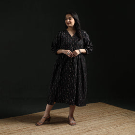 Button down flared cotton pochampally ikat dress 09