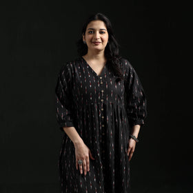 Button down flared cotton pochampally ikat dress 09