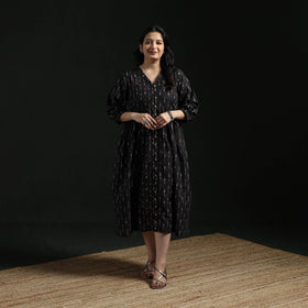 Button down flared cotton pochampally ikat dress 09