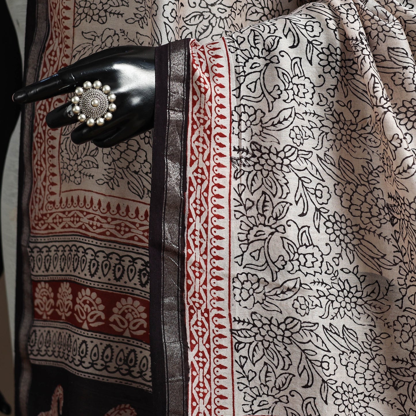 Chanderi silk bagh natural dyed dupatta with zari border 26