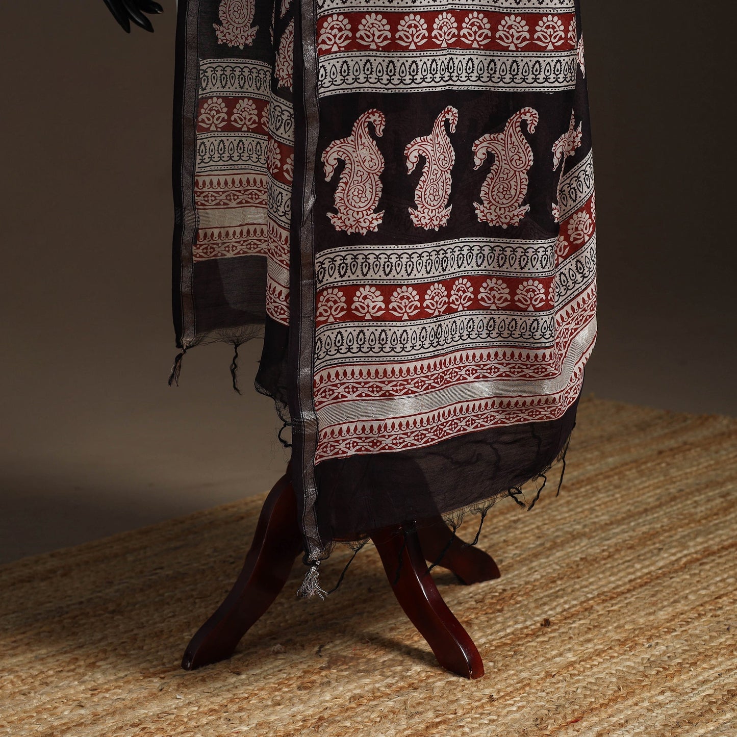 Chanderi silk bagh natural dyed dupatta with zari border 27