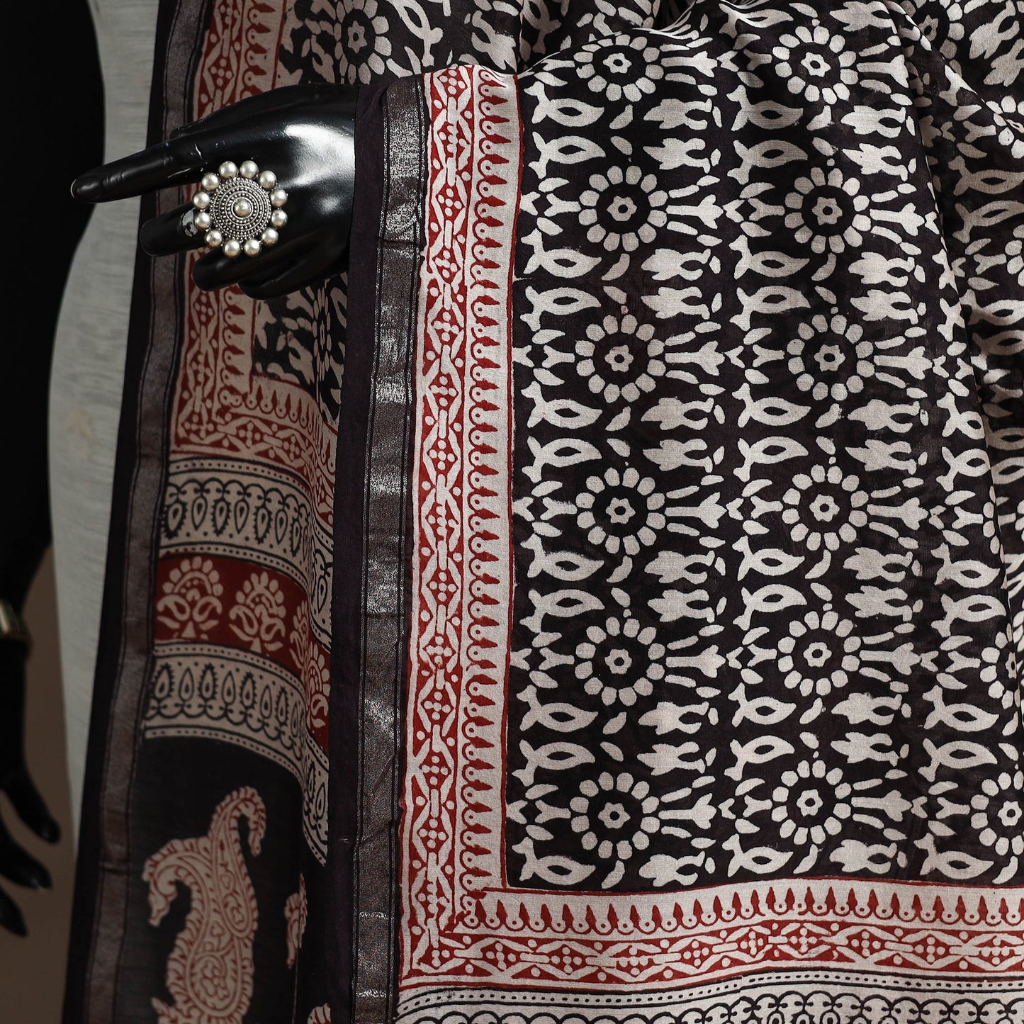 Chanderi silk bagh natural dyed dupatta with zari border 27