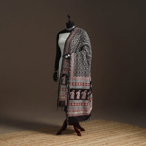 Chanderi silk bagh natural dyed dupatta with zari border 27