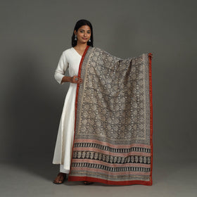 Black - chanderi silk bagru dupatta 14 - handcrafted