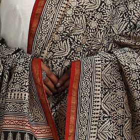 Black - chanderi silk bagru dupatta 14 - handcrafted