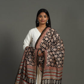 Black - chanderi silk bagru dupatta 23 - handcrafted