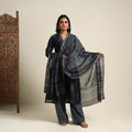  Black Chanderi Silk Bagru Print Kurta Set