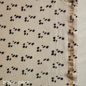 Block Print Chanderi Silk Bagru Saree with Zari Border