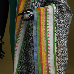 Black - chanderi silk hand bagru dupatta with zari border