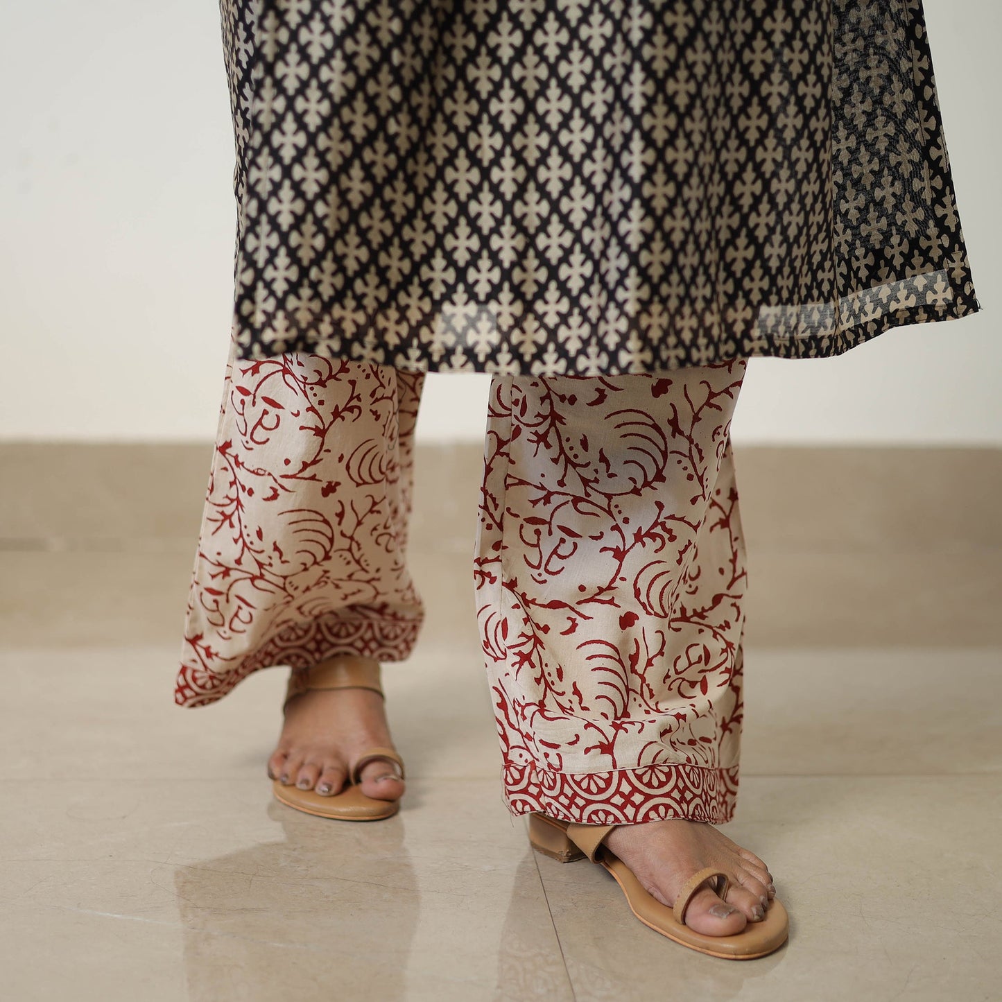  Black Chanderi Silk Hand Block Bagru Print Kurta Set