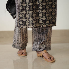 Buy Black Chanderi Silk Hand Block Bagru Print Kurta Set