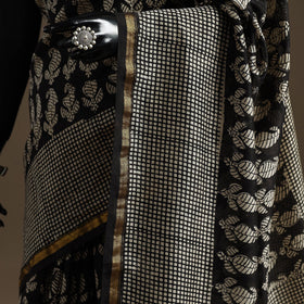 Chanderi silk hand bagru saree with zari border 08