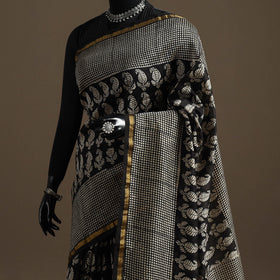 Chanderi silk hand bagru saree with zari border 08