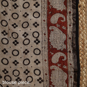 Chanderi silk hand bagru saree with zari border 11