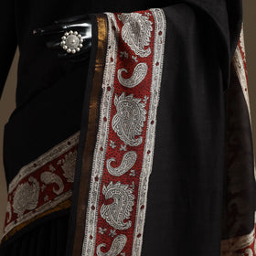 Chanderi silk hand bagru saree with zari border 11