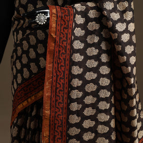 Chanderi silk hand bagru saree with zari border 12
