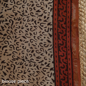 Chanderi silk hand bagru saree with zari border 12