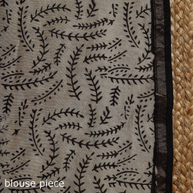 Chanderi silk hand bagru saree with zari border 13