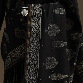 Chanderi silk hand bagru saree with zari border 14