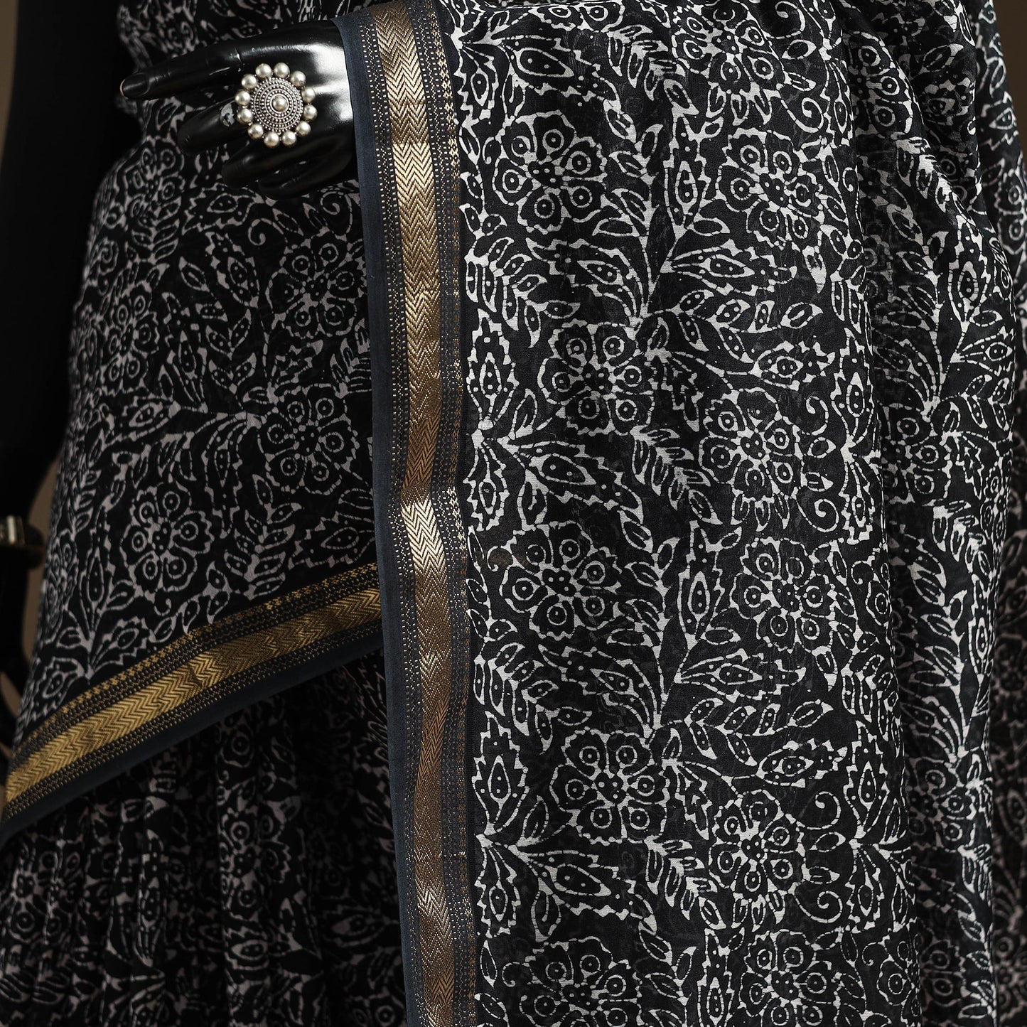 Chanderi silk hand batik saree 07 - handcrafted