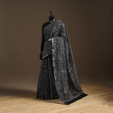 Chanderi silk hand batik saree 07 - handcrafted