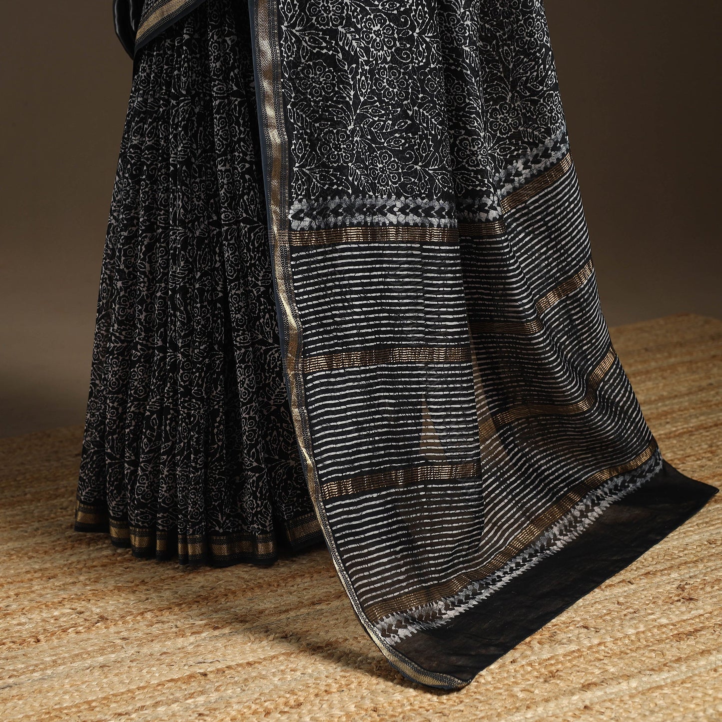 Chanderi silk hand batik saree 07 - handcrafted