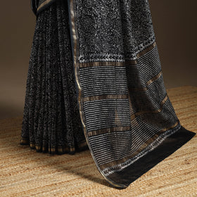 Chanderi silk hand batik saree 07 - handcrafted