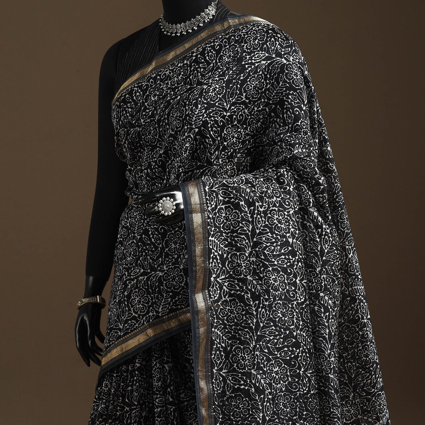 Chanderi silk hand batik saree 07 - handcrafted