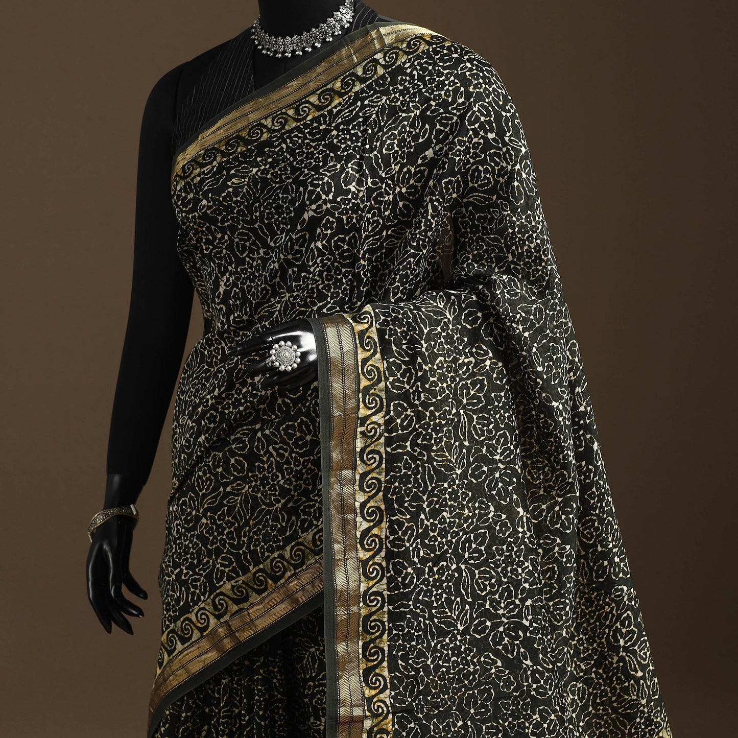 Chanderi silk hand batik saree 17 - handcrafted