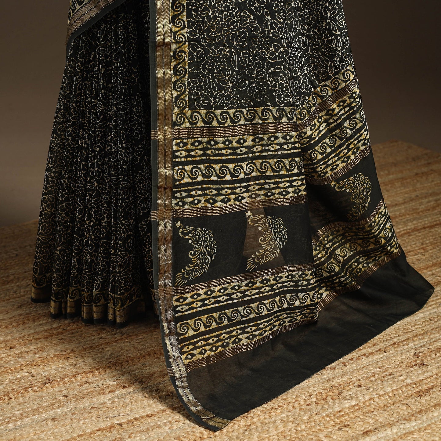 Chanderi silk hand batik saree 17 - handcrafted