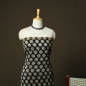 Chanderi silk hand block bagru print 3pc unstitched dress