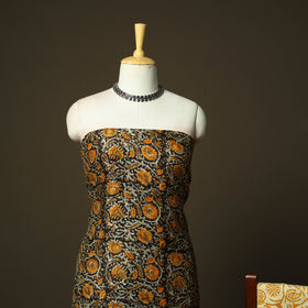Chanderi silk hand block bagru print 3pc unstitched dress