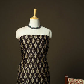 Chanderi silk hand block bagru print 3pc unstitched dress