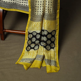 Chanderi silk hand block bagru print 3pc unstitched dress