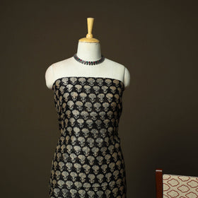Chanderi silk hand block bagru print 3pc unstitched dress