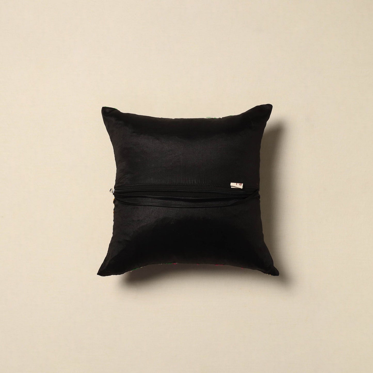 Chanderi silk hand embroidery cushion cover 13 - handcrafted