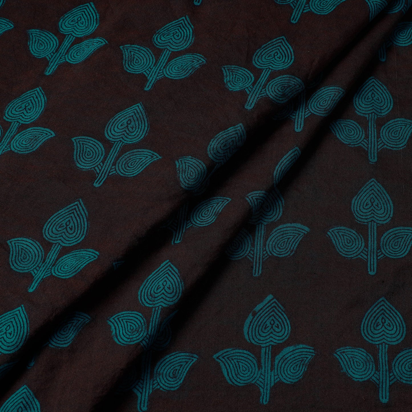 Black Chanderi Silk Handloom Bagh Block Print Fabric