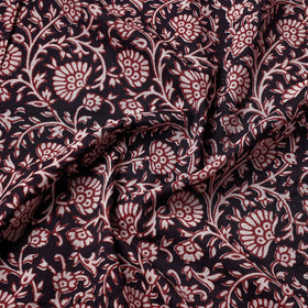 Black Chanderi Silk Handloom Bagh Block Print Fabric