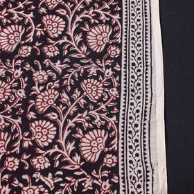 Black Chanderi Silk Handloom Bagh Block Print Fabric