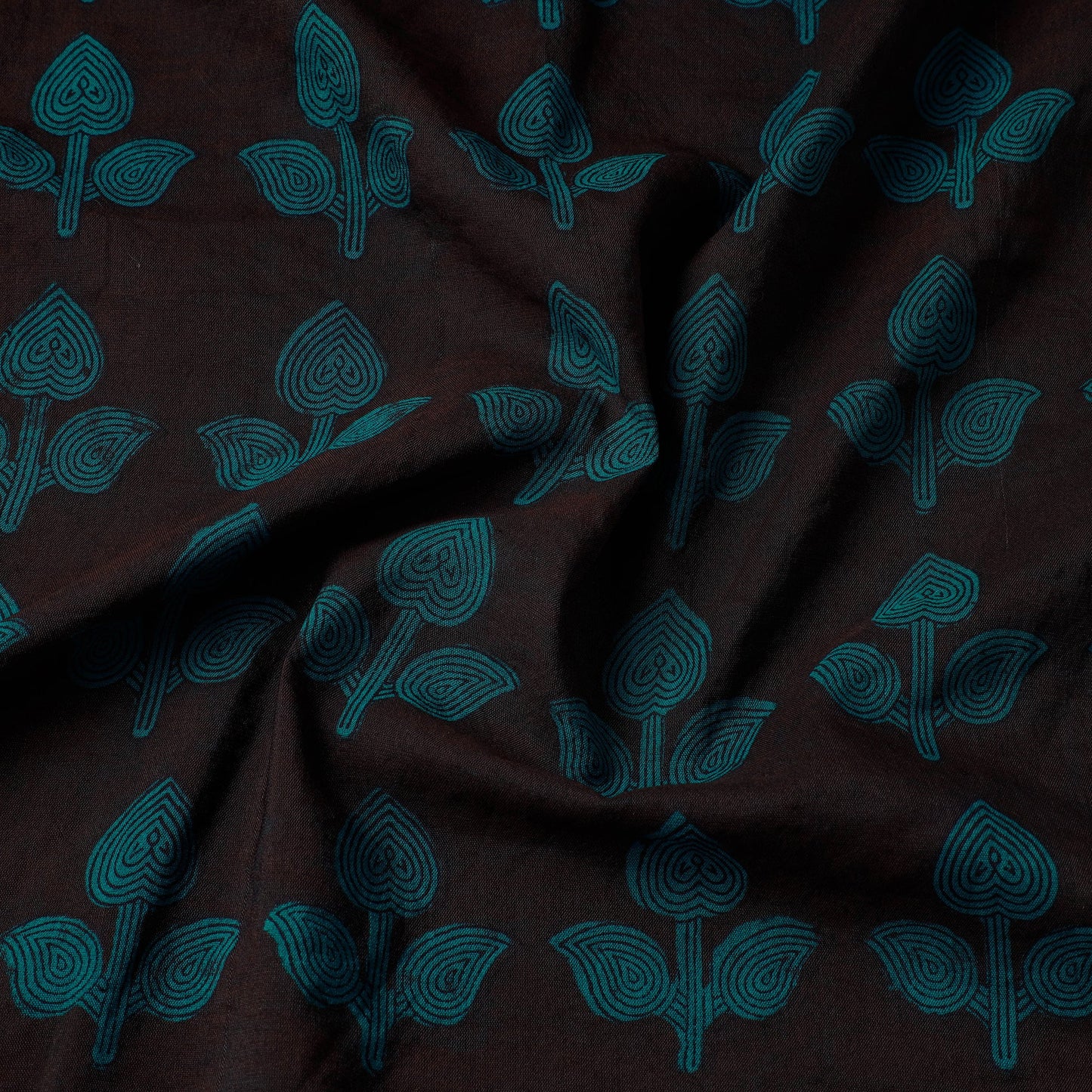 Black Chanderi Silk Handloom Bagh Block Print Fabric