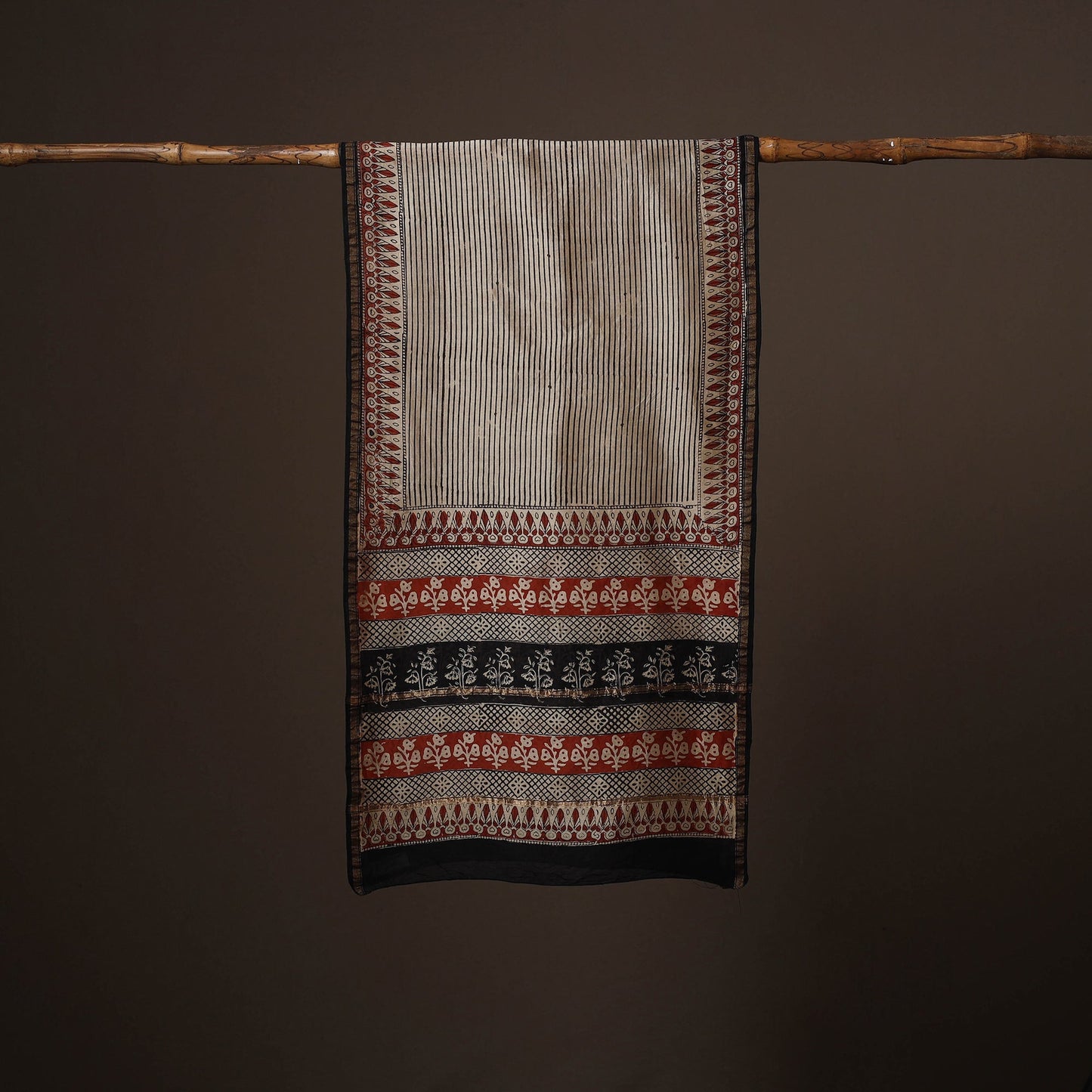 Chanderi silk handloom natural dyed bagru stole 01