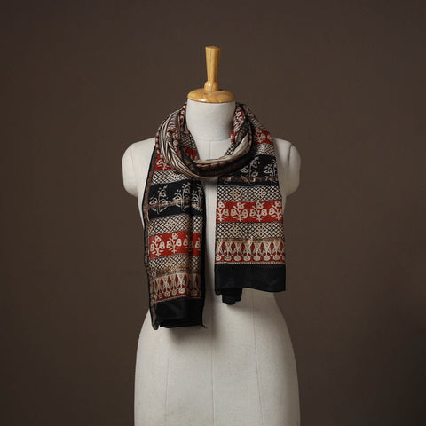 Chanderi silk handloom natural dyed bagru stole 01