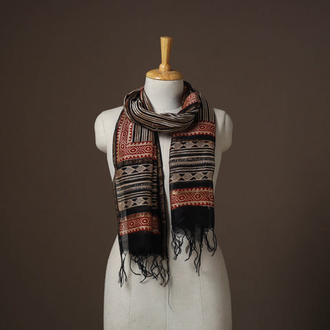 Chanderi silk handloom natural dyed bagru stole 02