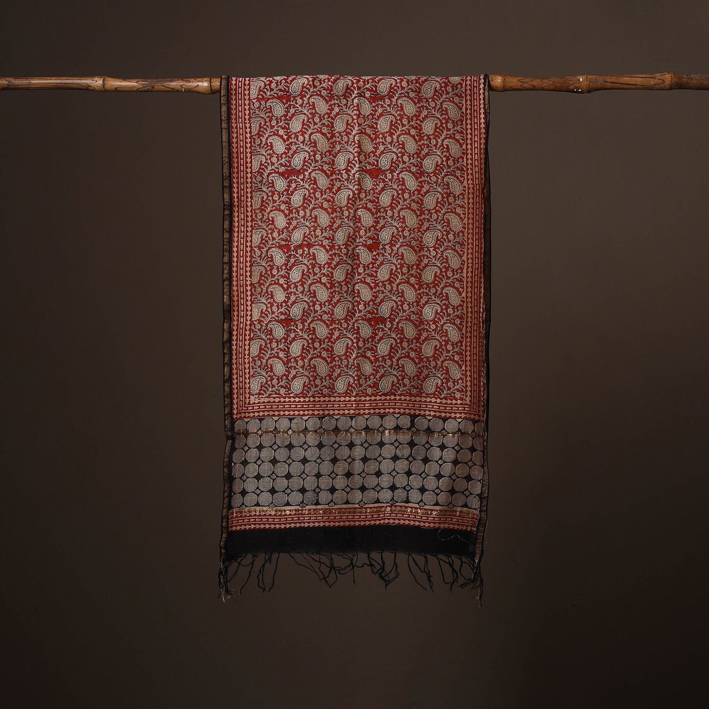 Chanderi silk handloom natural dyed bagru stole 06
