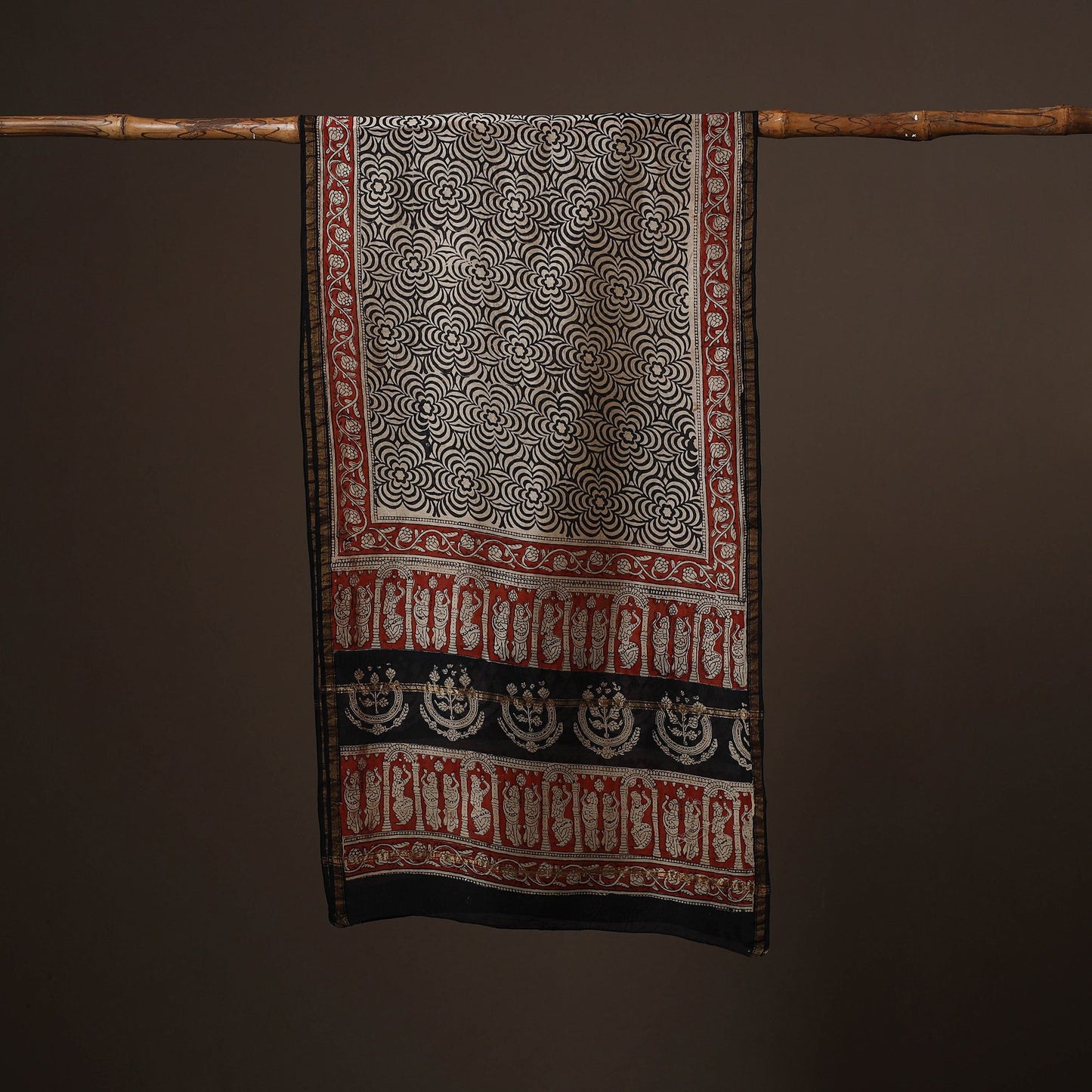 Chanderi silk handloom natural dyed bagru stole 07